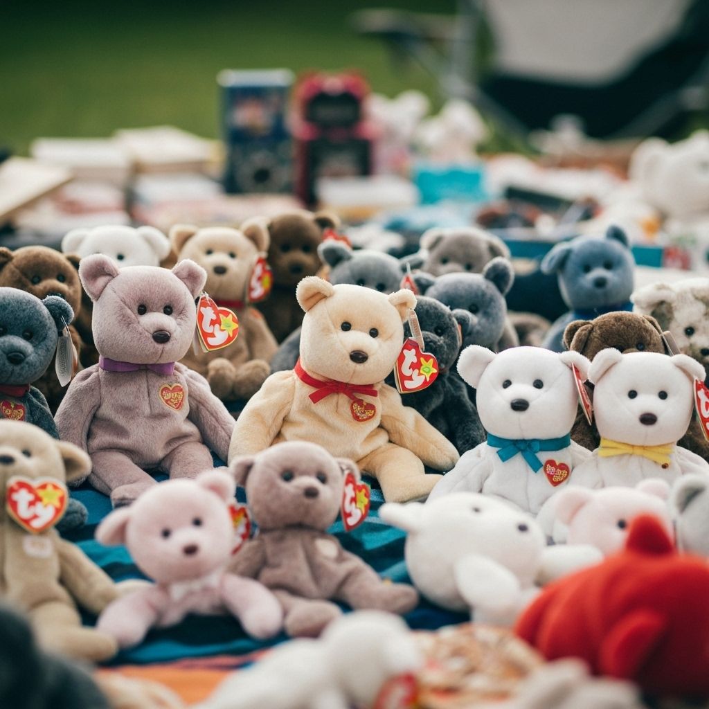 Beanie Babies being sold for cheap at a garage sale