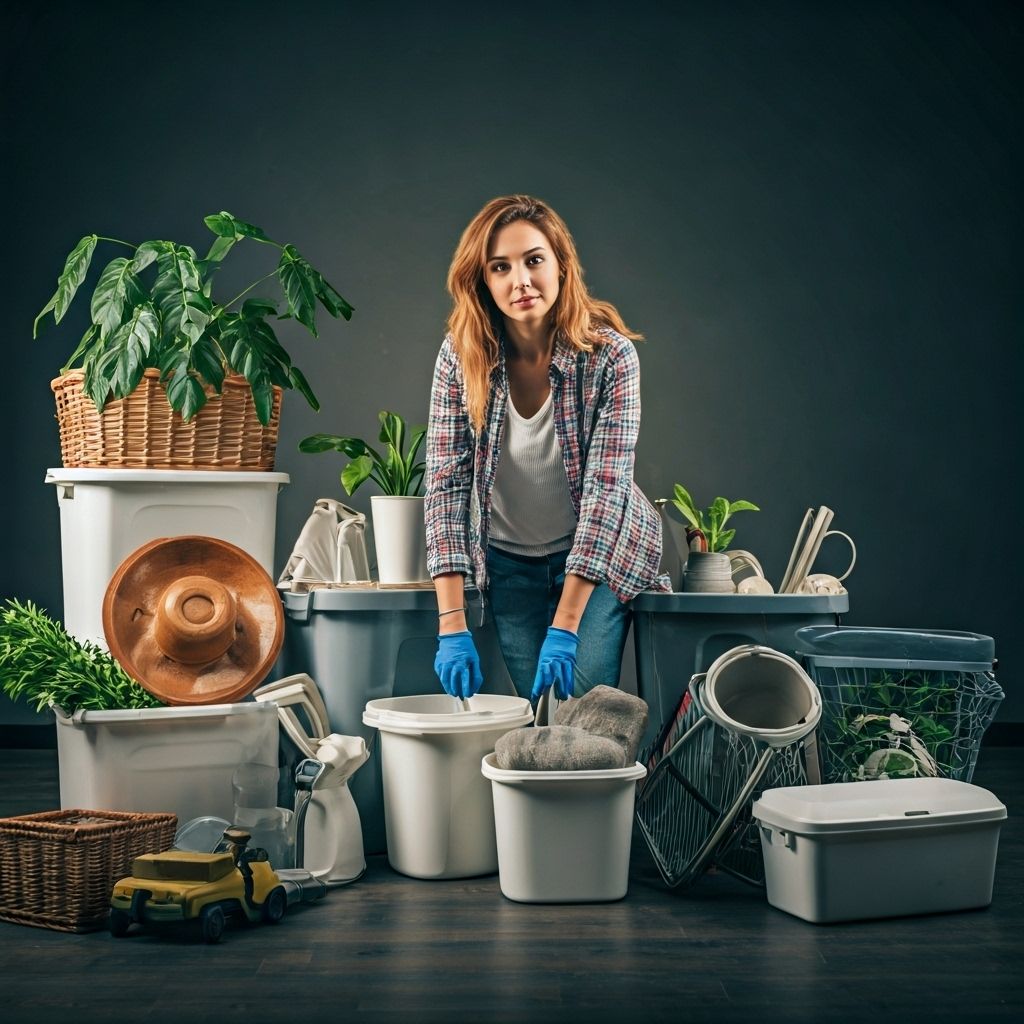 Maria surrounded by items being given new life through SwapVault