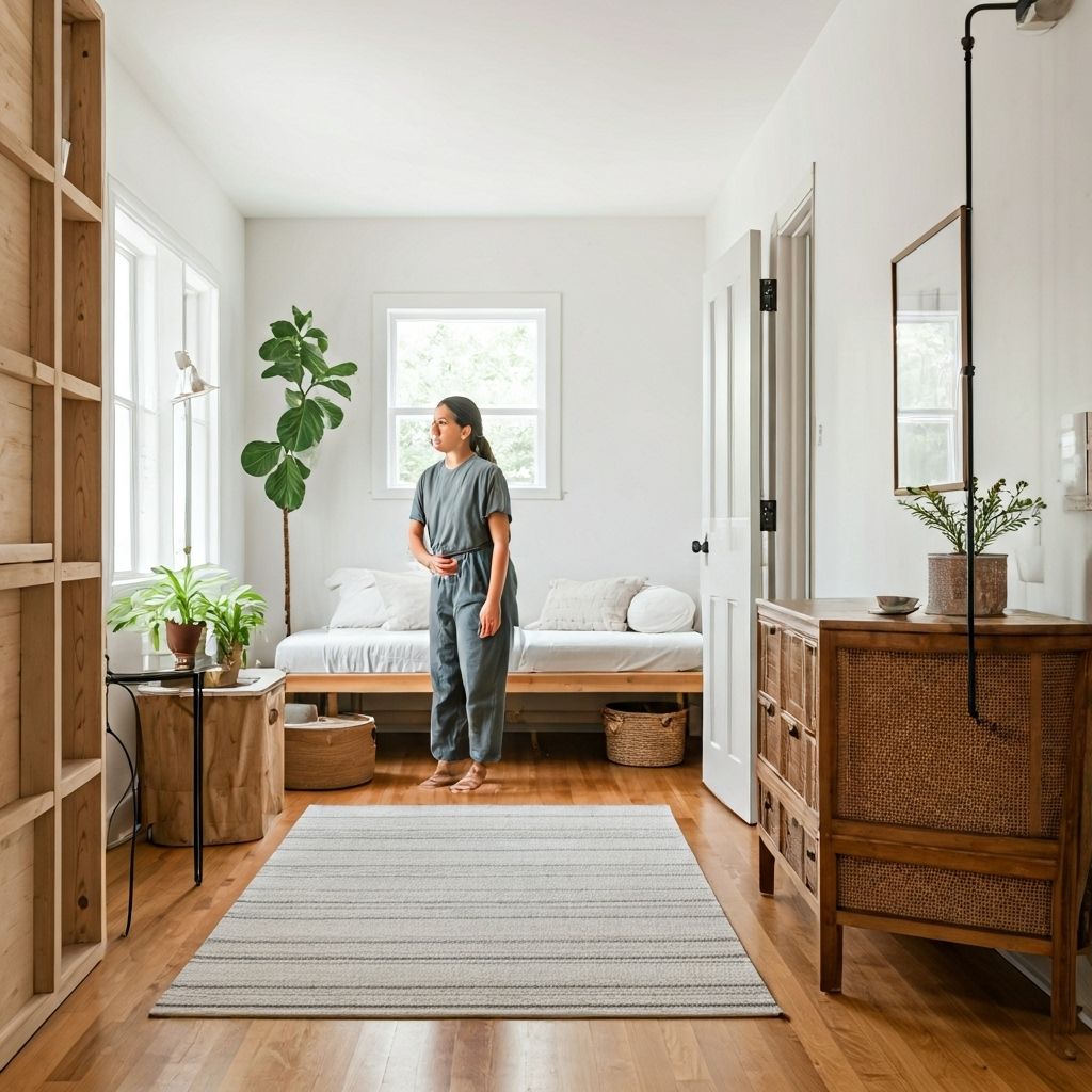 Maria in her beautifully organized new home