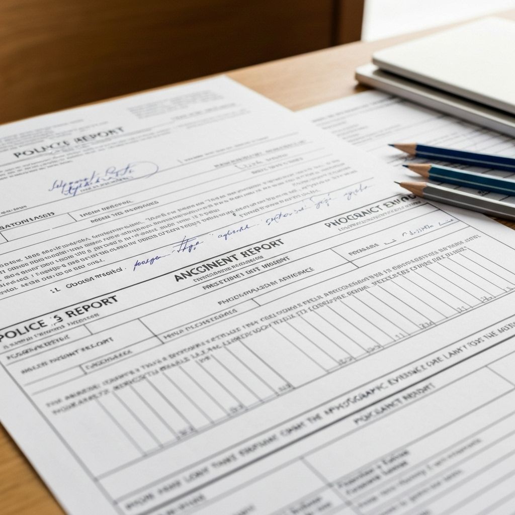 Police report paperwork on desk